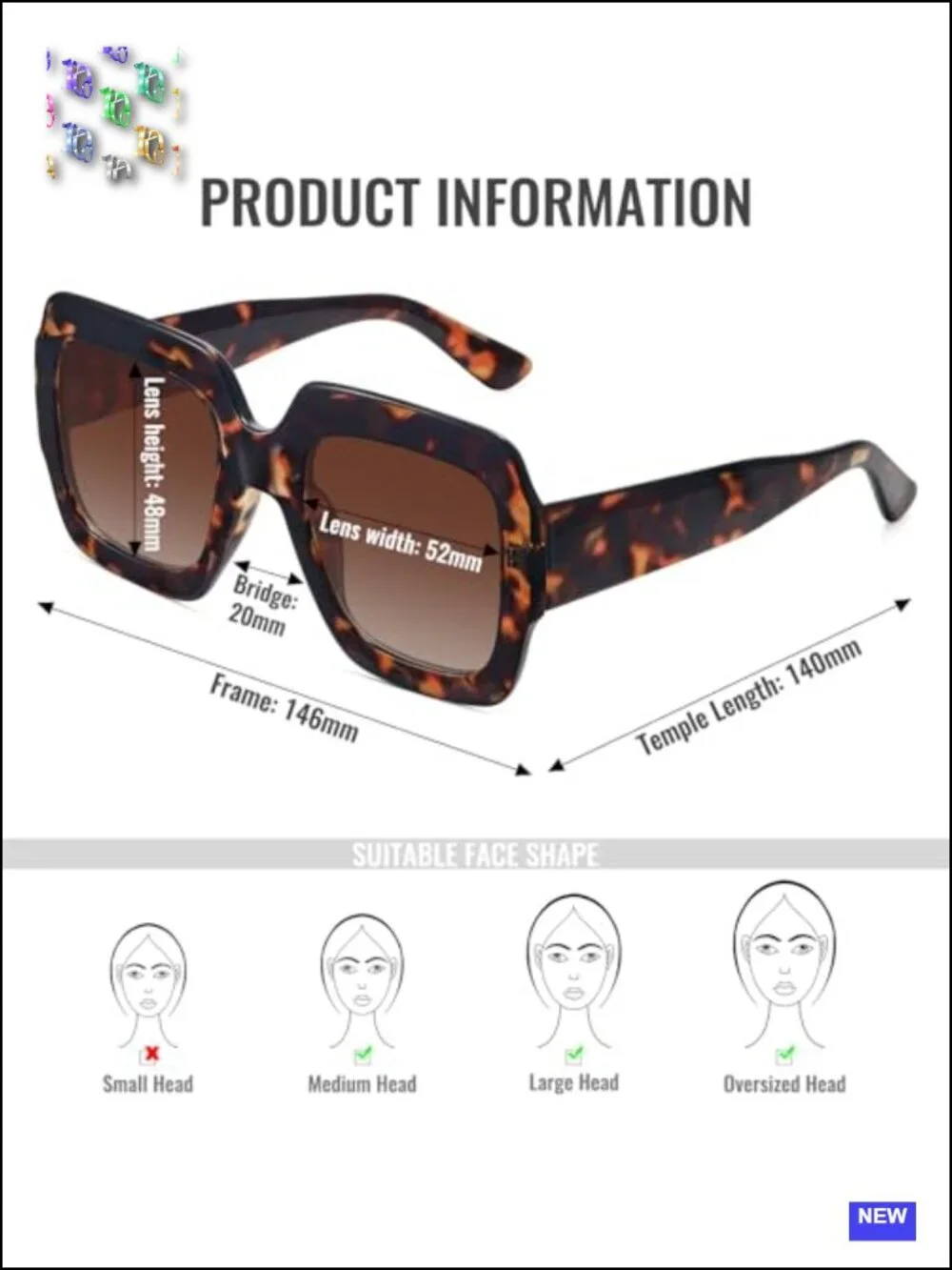 Oversized Square Sunglasses Women Retro UV400 Protection
